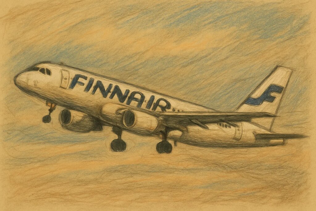 Finnair flygplan representerande att Finnair ställt in 100 avgångar.